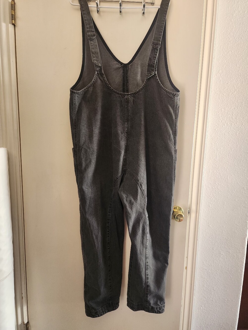 Free People High Roller Denim Jumpsuit Harem Baggy Mineral Black Size L - Picture 5 of 12